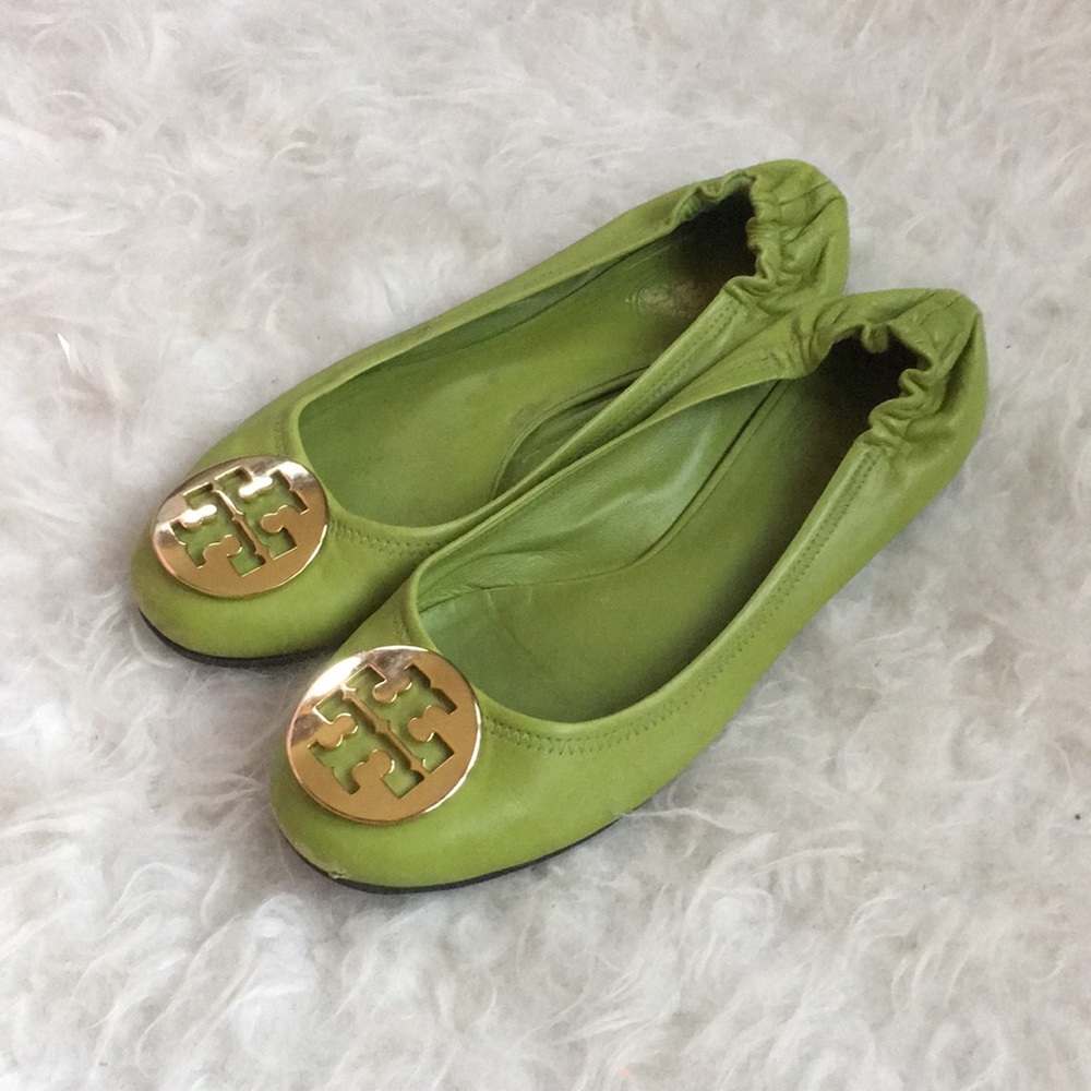 Tory Burch spring green Minnie flats sz8